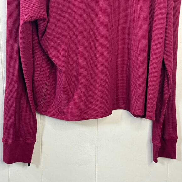 Calvin Klein Womens Thermal Knit Top Size XXL Red Long Sleeve Cropped Turtleneck - Picture 3 of 9